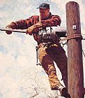 Norman Rockwell The Lineman painting